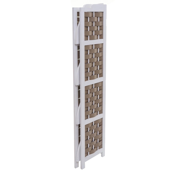 Eckregal JAM-K85 Standregal klappbar 110cm weiss Geflecht braun