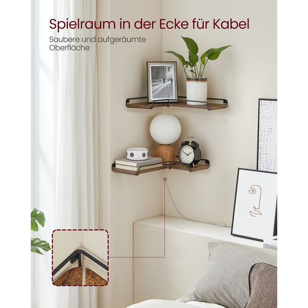 Eckregal Schweberegal Wandregal 64x34x150cm Holz Braun
