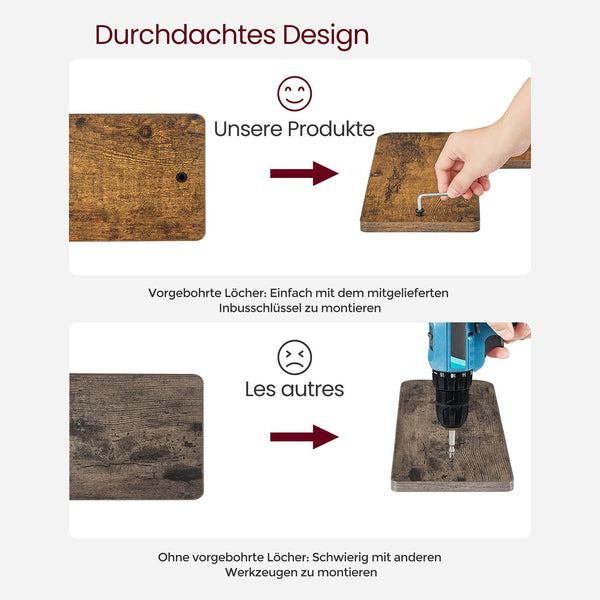Eckregal Schweberegal Wandregal 64x34x150cm Holz Braun