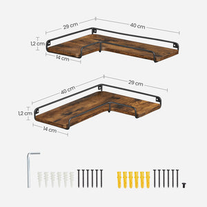 Eckregal Schweberegal Wandregal 64x34x150cm Holz Braun