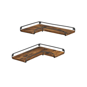 Eckregal Schweberegal Wandregal 64x34x150cm Holz Braun