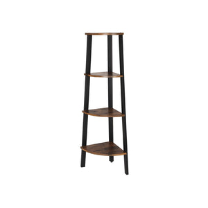 Eckregal Standregal 4 Ebenen Industriestil Holz Braun Schwarz