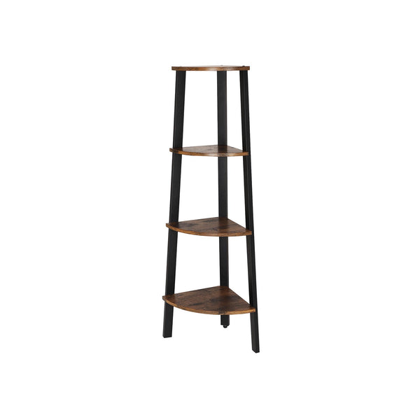 Eckregal Standregal 4 Ebenen Industriestil Holz Braun Schwarz