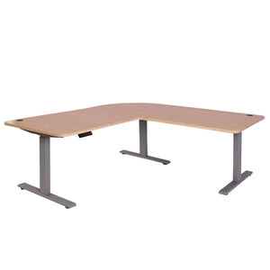 Elektrisch höhenverstellbarer Eckschreibtisch 178x178cm, hellbraun/grau