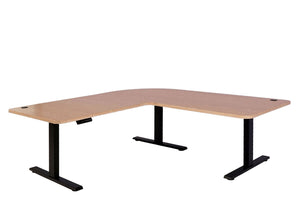 Elektrisch höhenverstellbarer Eckschreibtisch 178x178cm, hellbraun-schwarz