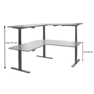 Elektrisch höhenverstellbarer Eckschreibtisch 178x178cm, hellbraun-schwarz