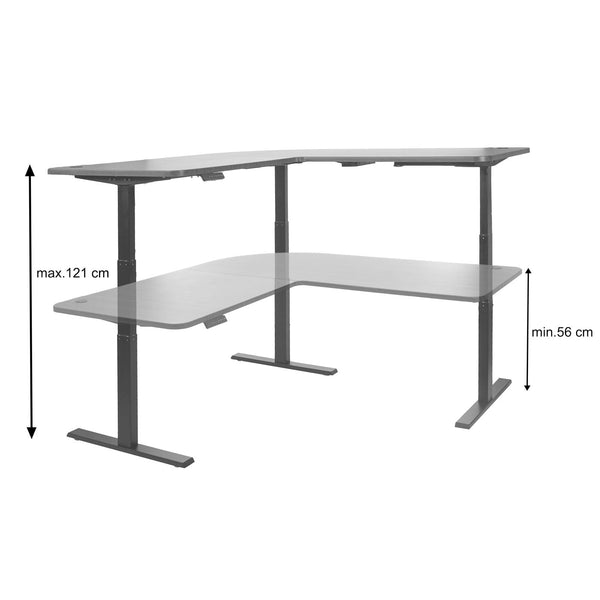 Elektrisch höhenverstellbarer Eckschreibtisch 178x178cm, hellbraun-schwarz