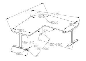 Elektrisch höhenverstellbarer Eckschreibtisch Schwarz 178x178cm