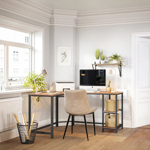 Eckschreibtisch Schreibtisch L-Form Regale Büro Holz Braun Schwarz