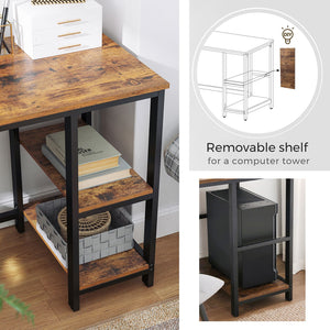 Eckschreibtisch Schreibtisch L-Form Regale Büro Holz Braun Schwarz