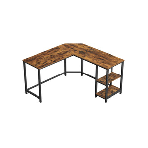 Eckschreibtisch Schreibtisch L-Form Regale Büro Holz Braun Schwarz