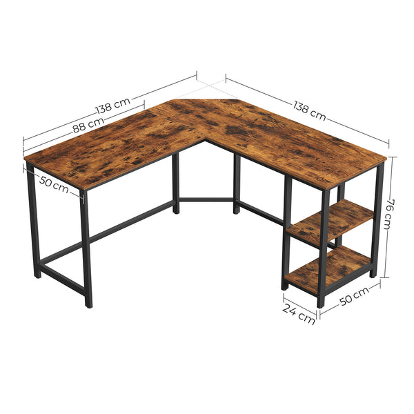 Eckschreibtisch Schreibtisch L-Form Regale Büro Holz Braun Schwarz