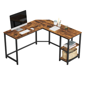 Eckschreibtisch Schreibtisch L-Form Regale Büro Holz Braun Schwarz