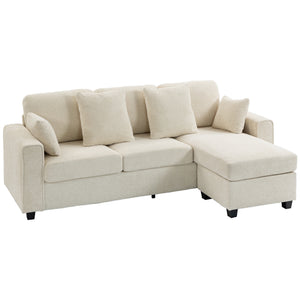 Ecksofa 3-Sitzer mit Chaiselongue Samtoptik beige