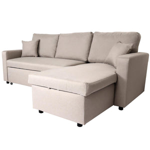 Ecksofa mit Bettkasten Couch Sofa L-Form Liegefläche Nosagfederung 228cm beige