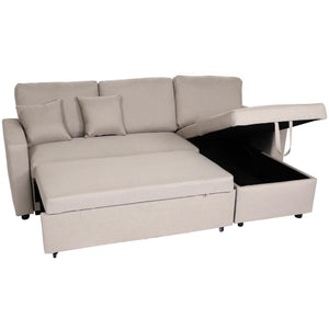 Ecksofa mit Bettkasten Couch Sofa L-Form Liegefläche Nosagfederung 228cm beige