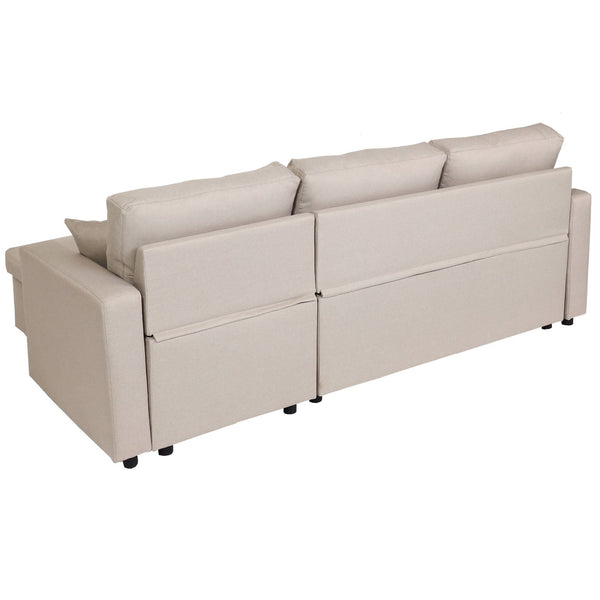 Ecksofa mit Bettkasten Couch Sofa L-Form Liegefläche Nosagfederung 228cm beige