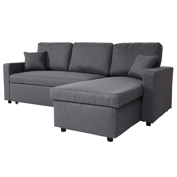 Ecksofa mit Bettkasten Couch Sofa L-Form Liegefläche Nosagfederung 228cm dunkelgrau