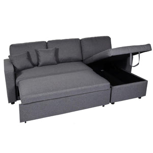 Ecksofa mit Bettkasten Couch Sofa L-Form Liegefläche Nosagfederung 228cm dunkelgrau
