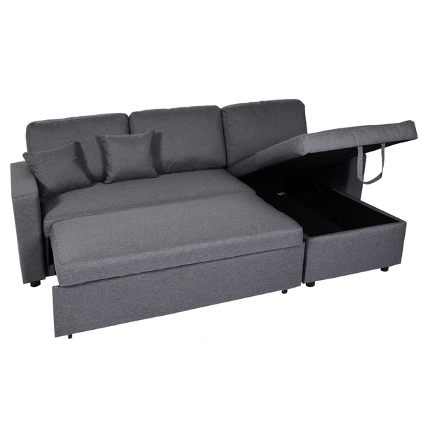 Ecksofa mit Bettkasten Couch Sofa L-Form Liegefläche Nosagfederung 228cm dunkelgrau