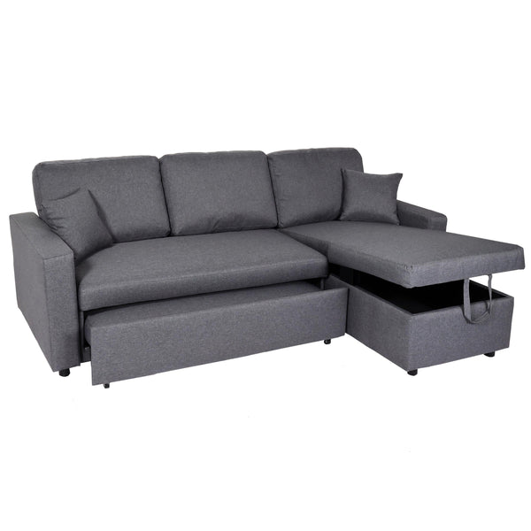 Ecksofa mit Bettkasten Couch Sofa L-Form Liegefläche Nosagfederung 228cm dunkelgrau