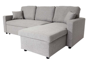 Ecksofa mit Bettkasten Couch Sofa L-Form Liegefläche Nosagfederung 228cm grau