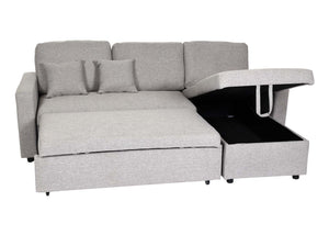 Ecksofa mit Bettkasten Couch Sofa L-Form Liegefläche Nosagfederung 228cm grau