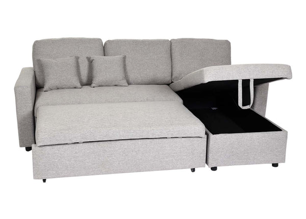 Ecksofa mit Bettkasten Couch Sofa L-Form Liegefläche Nosagfederung 228cm grau