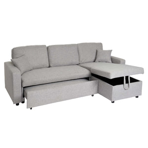 Ecksofa mit Bettkasten Couch Sofa L-Form Liegefläche Nosagfederung 228cm grau