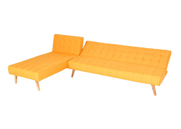 Ecksofa Sofa Klappsofa Liegefläche links/rechts Stoff Massivholz 256cm gelb