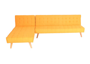 Ecksofa Sofa Klappsofa Liegefläche links/rechts Stoff Massivholz 256cm gelb