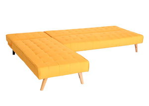 Ecksofa Sofa Klappsofa Liegefläche links/rechts Stoff Massivholz 256cm gelb