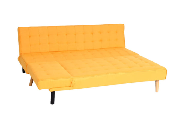 Ecksofa Sofa Klappsofa Liegefläche links/rechts Stoff Massivholz 256cm gelb
