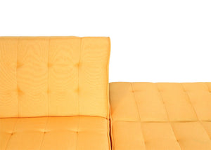 Ecksofa Sofa Klappsofa Liegefläche links/rechts Stoff Massivholz 256cm gelb