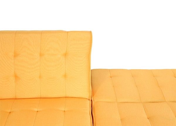 Ecksofa Sofa Klappsofa Liegefläche links/rechts Stoff Massivholz 256cm gelb