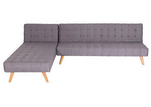 Ecksofa Sofa Klappsofa Liegefläche links/rechts Stoff Massivholz 256cm hellgrau
