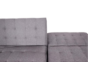 Ecksofa Sofa Klappsofa Liegefläche links/rechts Stoff Massivholz 256cm hellgrau