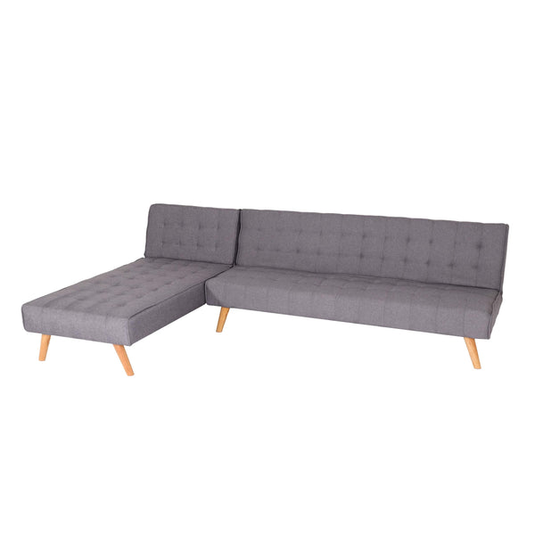 Ecksofa Sofa Klappsofa Liegefläche links/rechts Stoff Massivholz 256cm hellgrau