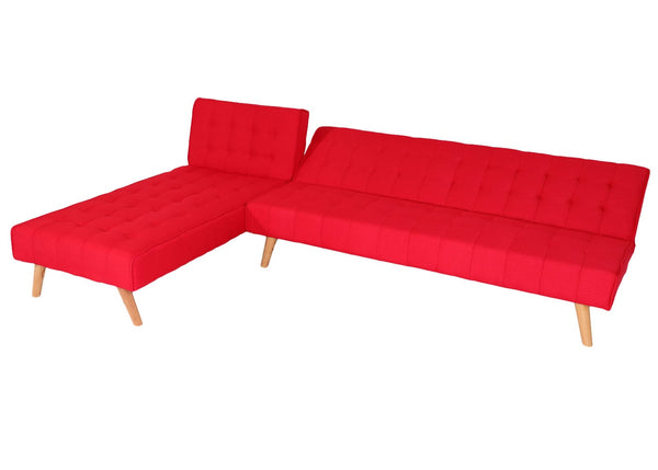 Ecksofa Sofa Klappsofa Liegefläche links/rechts Stoff Massivholz 256cm rot