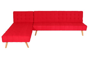 Ecksofa Sofa Klappsofa Liegefläche links/rechts Stoff Massivholz 256cm rot
