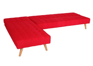 Ecksofa Sofa Klappsofa Liegefläche links/rechts Stoff Massivholz 256cm rot
