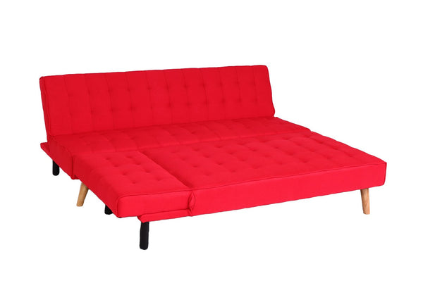 Ecksofa Sofa Klappsofa Liegefläche links/rechts Stoff Massivholz 256cm rot