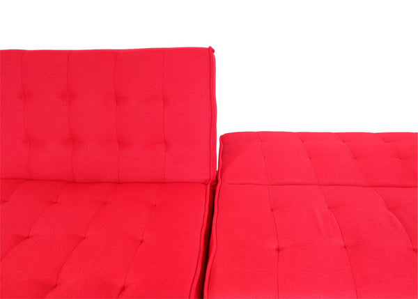 Ecksofa Sofa Klappsofa Liegefläche links/rechts Stoff Massivholz 256cm rot