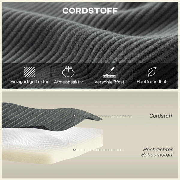 Ecksofa Schlafsofa L-förmig mit Kissen und breiten Armlehnen dunkelgrau