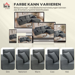 Ecksofa Schlafsofa L-förmig mit Kissen und breiten Armlehnen dunkelgrau