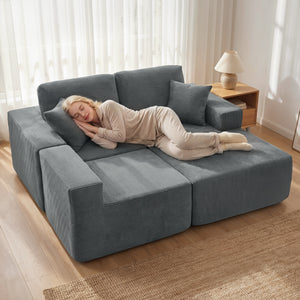 Ecksofa Schlafsofa L-förmig mit Kissen und breiten Armlehnen dunkelgrau