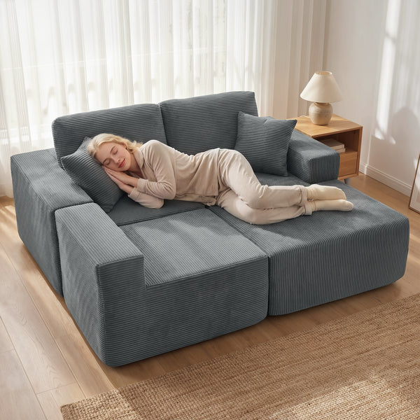 Ecksofa Schlafsofa L-förmig mit Kissen und breiten Armlehnen dunkelgrau