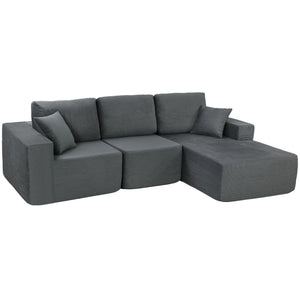 Ecksofa Schlafsofa L-förmig mit Kissen und breiten Armlehnen dunkelgrau