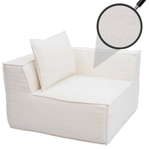 Eckteil Sofa Loungesessel Polstersessel Armlehne Stoff 63x97x97cm creme