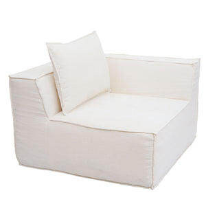 Eckteil Sofa Loungesessel Polstersessel Armlehne Stoff 63x97x97cm creme